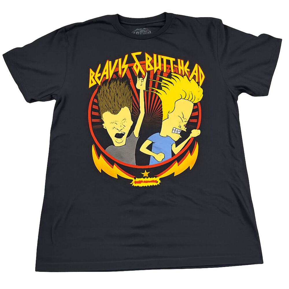 Beavis and Butt-Head T Shirt Mens Medium Black MTV Heavy Metal Graphic Tee 2024